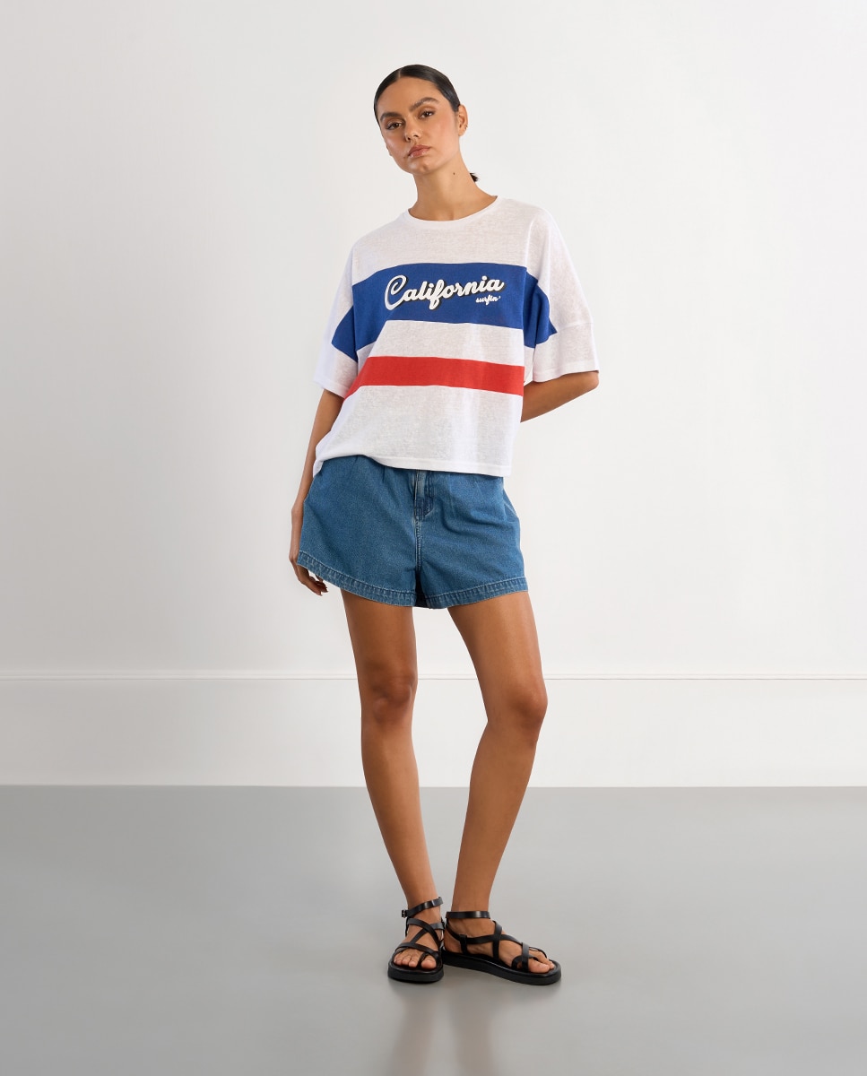 Lili Sidonio - Camiseta de mujer de manga corta con estampado frontal.