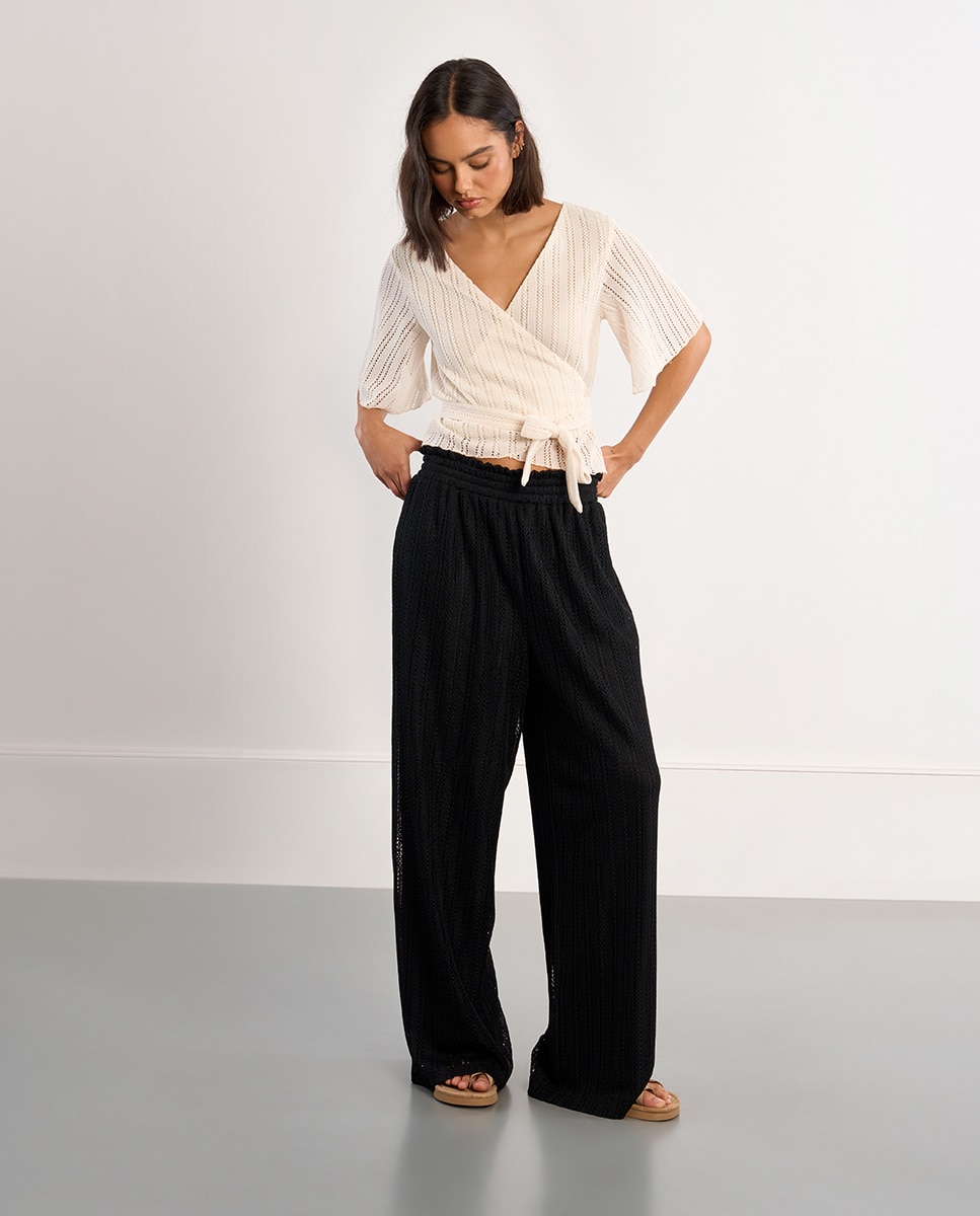 Lili Sidonio - Pantalón de mujer largo acanalado.