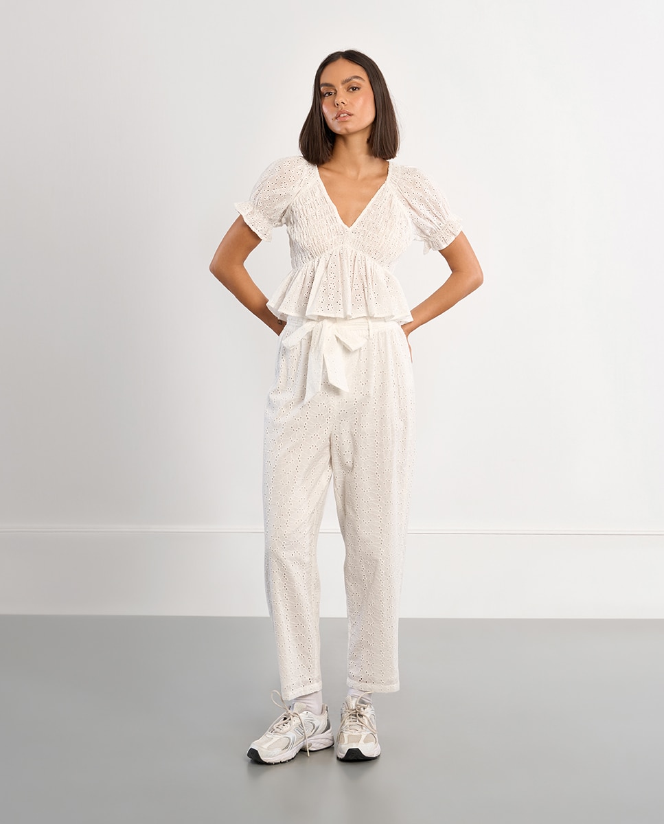 Lili Sidonio - Pantalón de mujer tobillero en tejido acanalado.