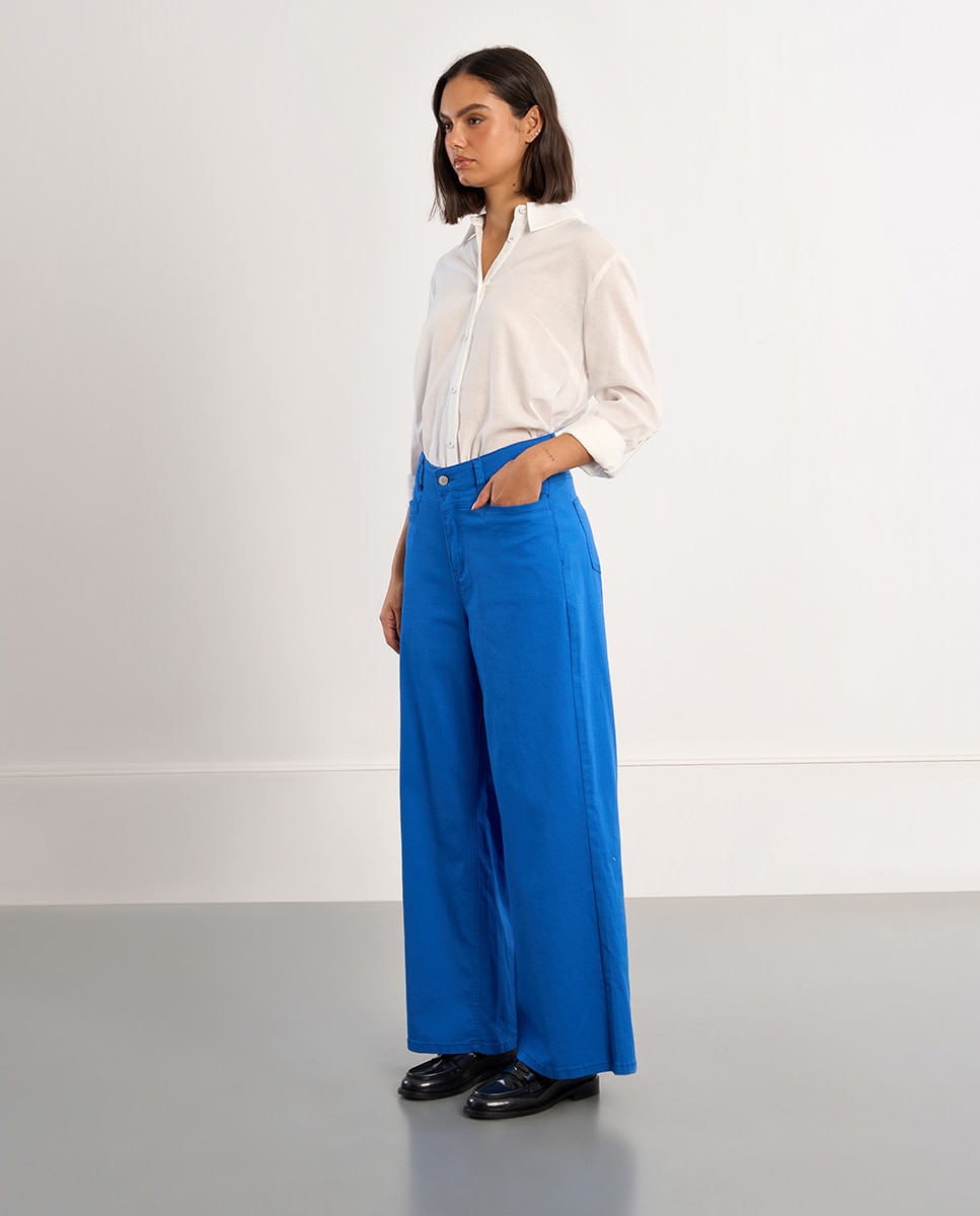 Pantalón de mujer largo acampanado - Lili Sidonio - Azul Azul-1