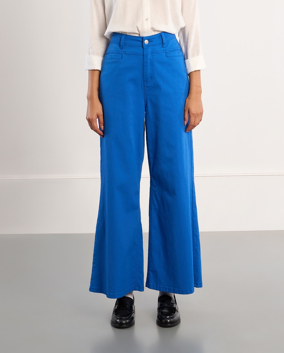 Pantalón de mujer largo acampanado - Lili Sidonio - Azul Azul-2