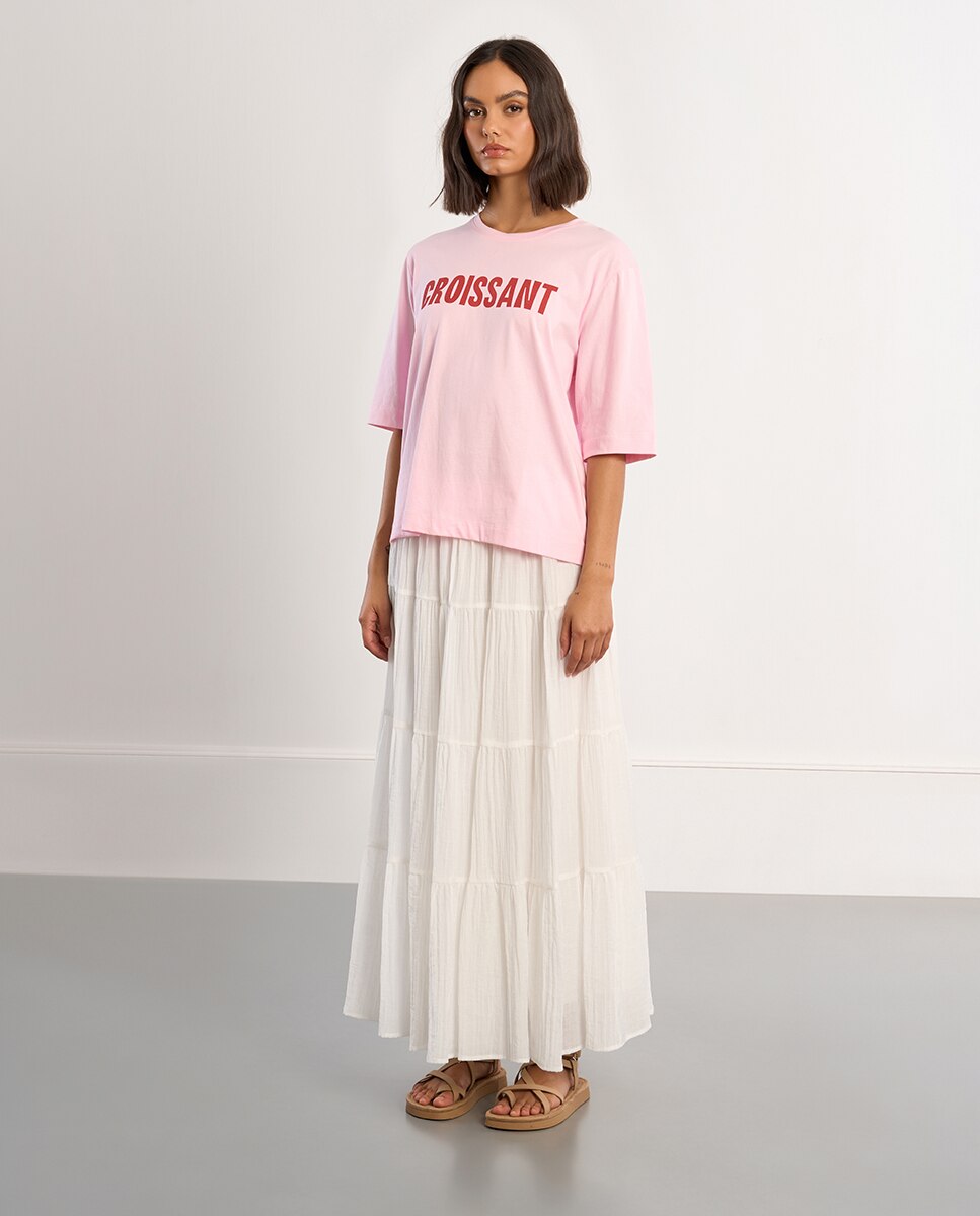 Camiseta de mujer de manga corta con estampado - Lili Sidonio - Rosa Rosa-1