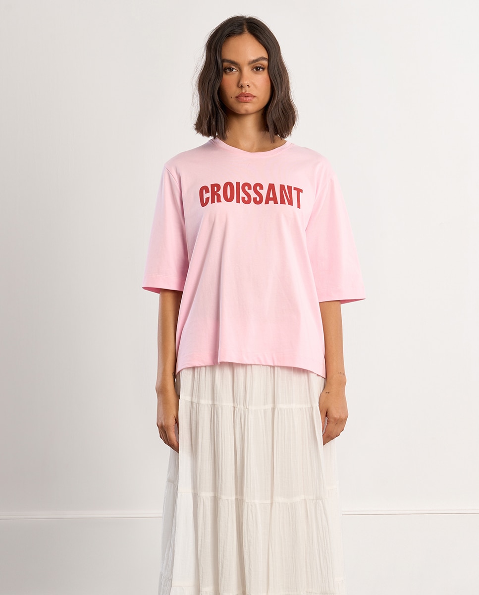 Camiseta de mujer de manga corta con estampado - Lili Sidonio - Rosa Rosa-2