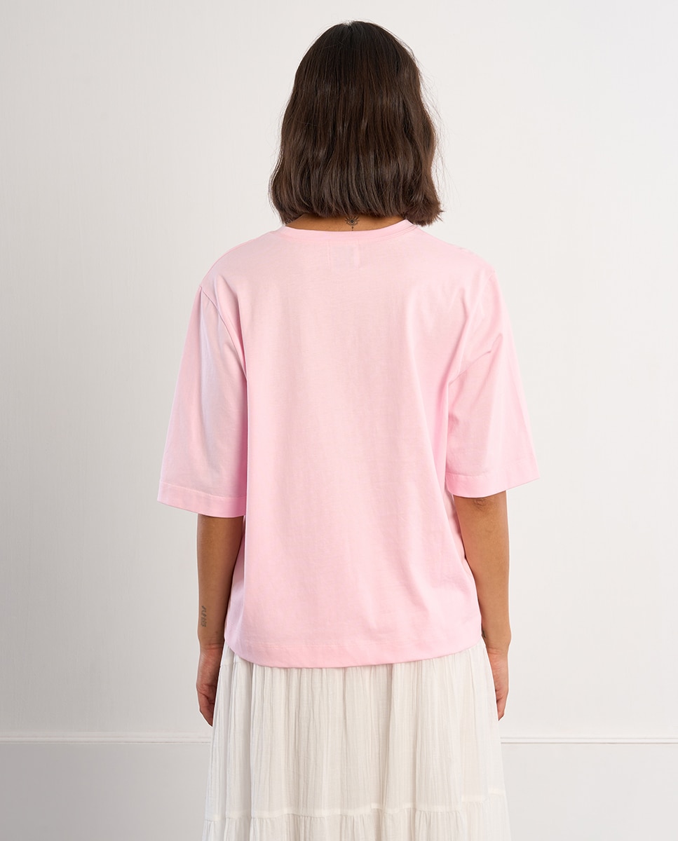 Camiseta de mujer de manga corta con estampado - Lili Sidonio - Rosa Rosa-3