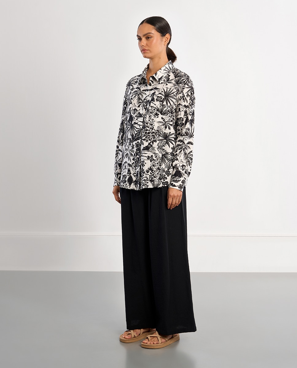 Lili Sidonio - Camisa de mujer de manga larga estampado fantasía.