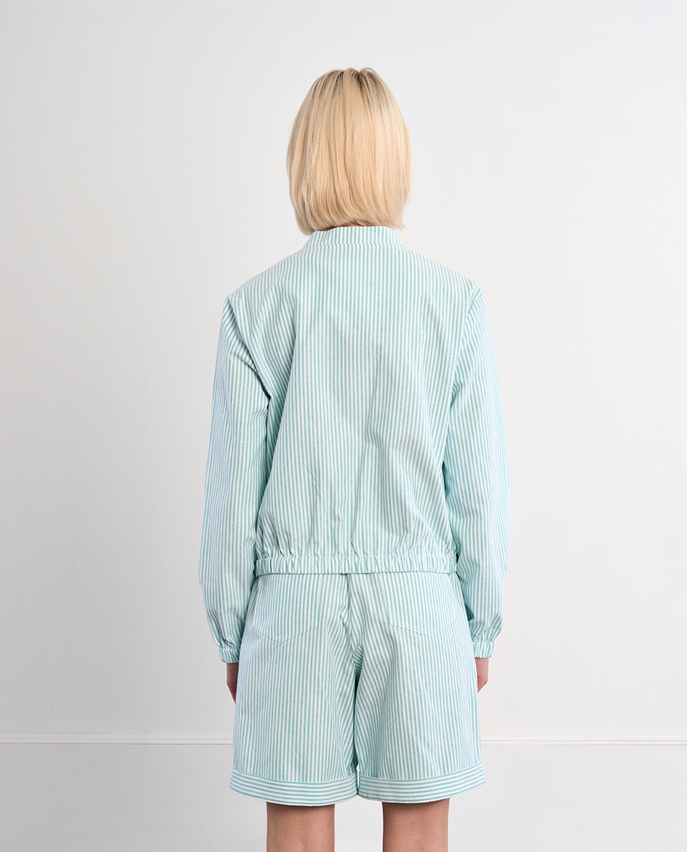 Bomber de mujer de manga larga estampado rayas - Lili Sidonio - Verde menta Verde menta-3