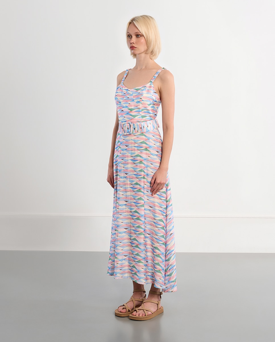 Lili Sidonio - Vestido de mujer largo de tirantes con estampado.