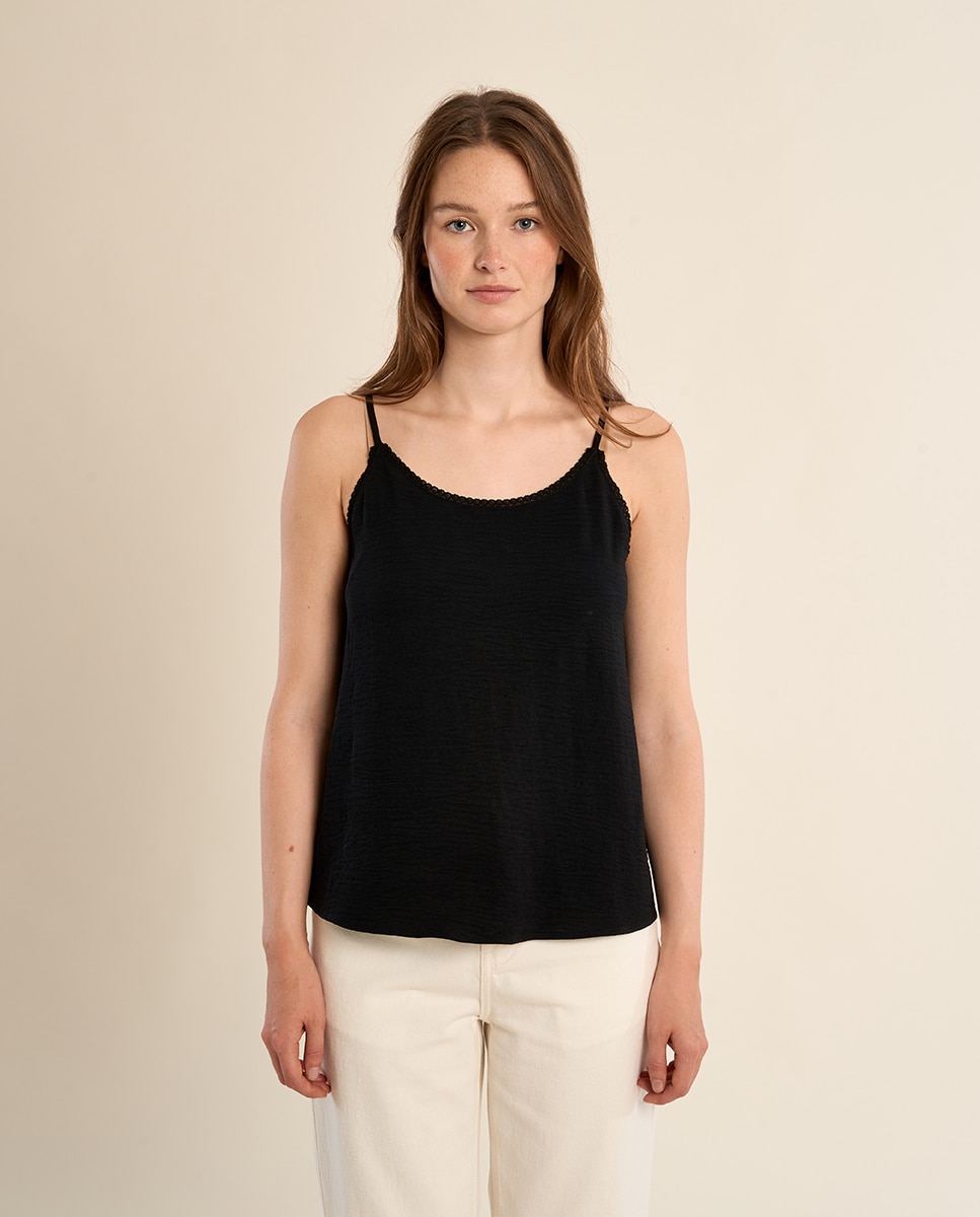 Top de mujer lencero de tirantes - Molly Bracken - Negro Negro-2