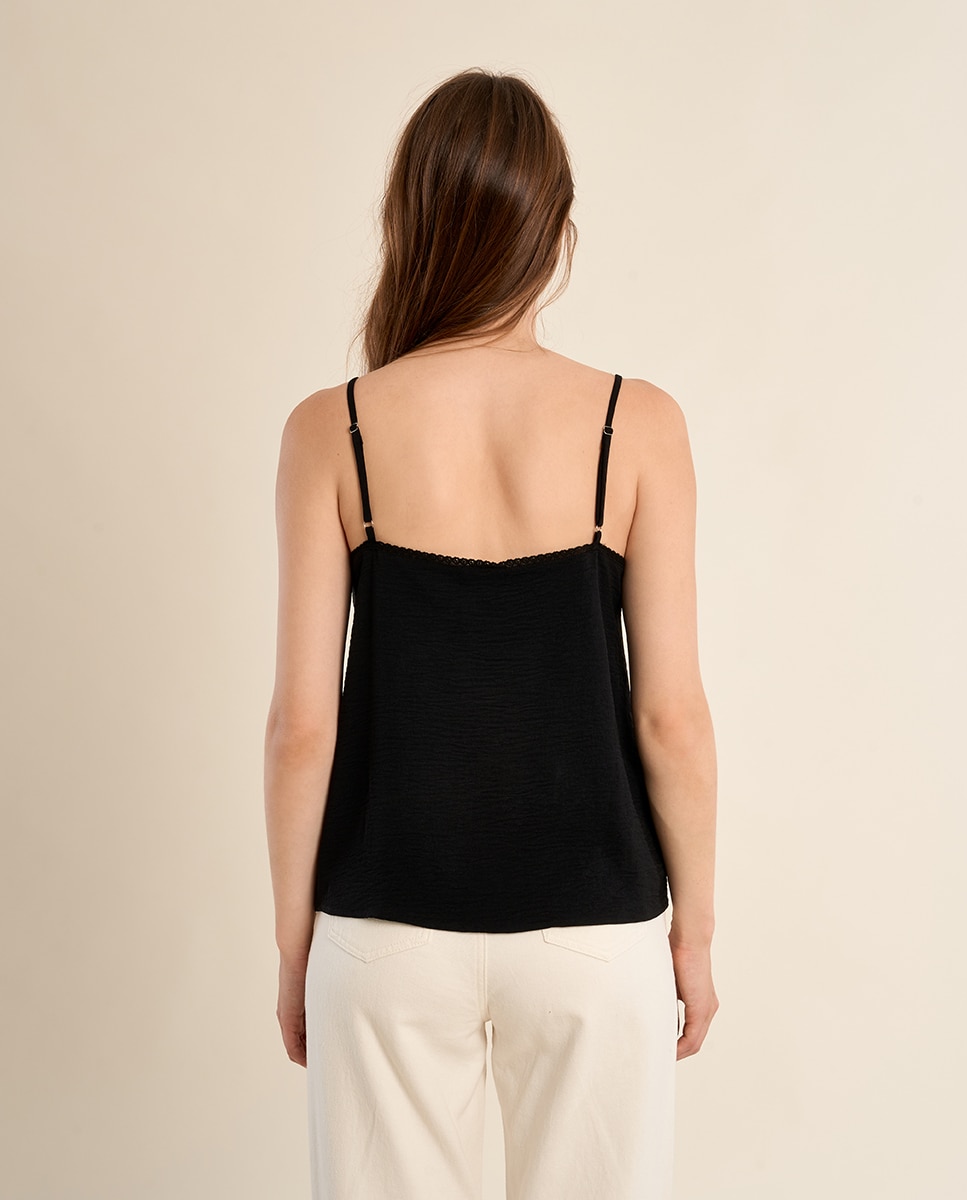 Top de mujer lencero de tirantes - Molly Bracken - Negro Negro-3