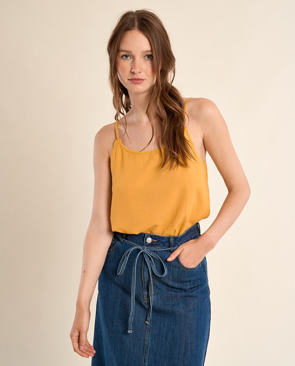 Top de mujer lencero de tirantes - Molly Bracken - Amarillo Amarillo-4