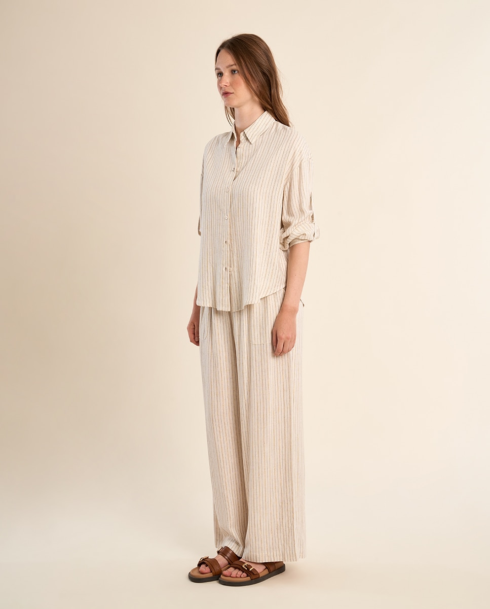 Molly Bracken - Camisa de mujer de manga corta motivo rayas.