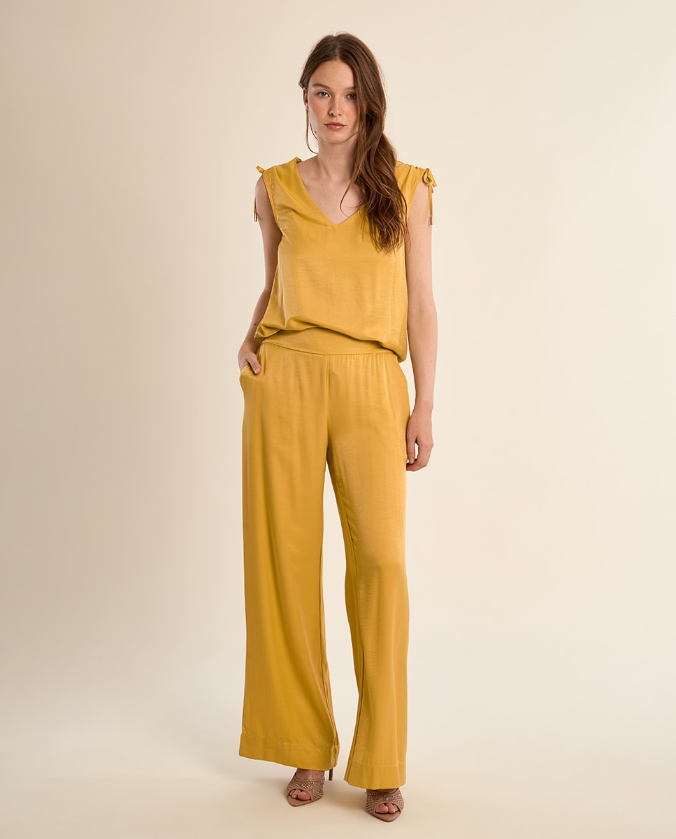 Molly Bracken - Top de mujer sin manga con lazada.
