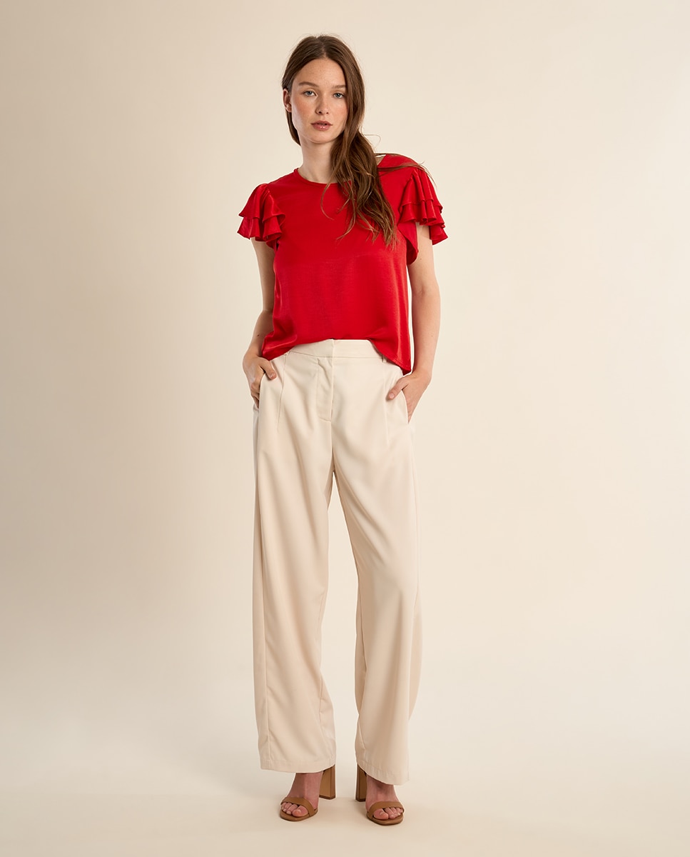 Molly Bracken - Camiseta de manga corta con volantes.