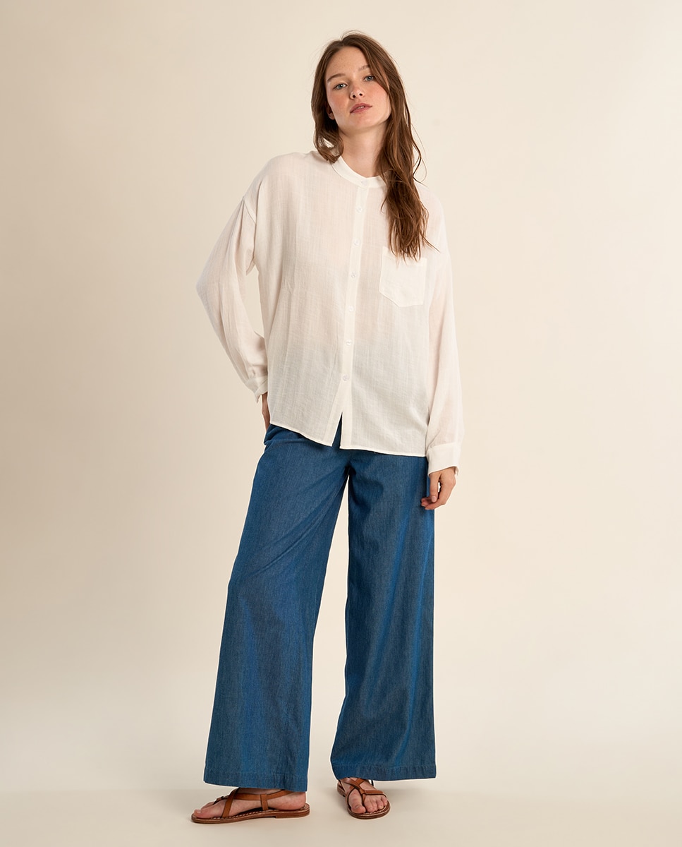 Molly Bracken - Camisa de mujer de manga larga detalle de encaje.