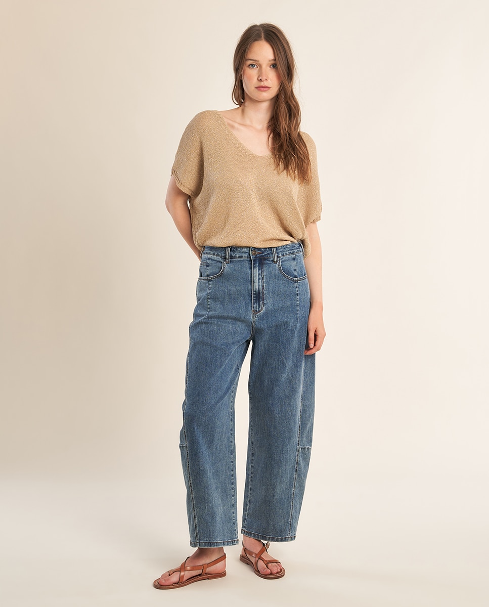 Jersey de mujer de manga murcielago detalle brillo - Molly Bracken - Beige Beige-1