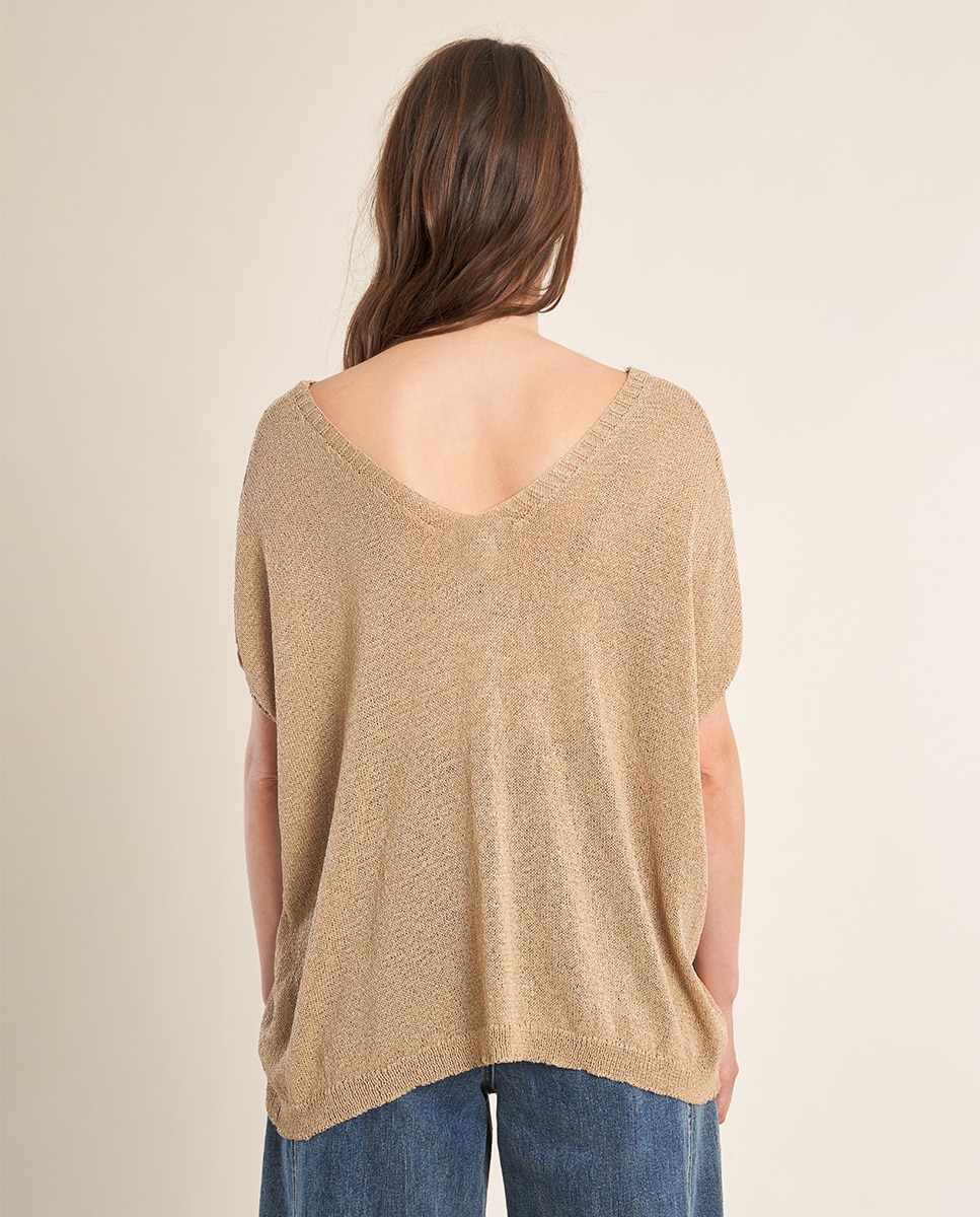 Jersey de mujer de manga murcielago detalle brillo - Molly Bracken - Beige Beige-3