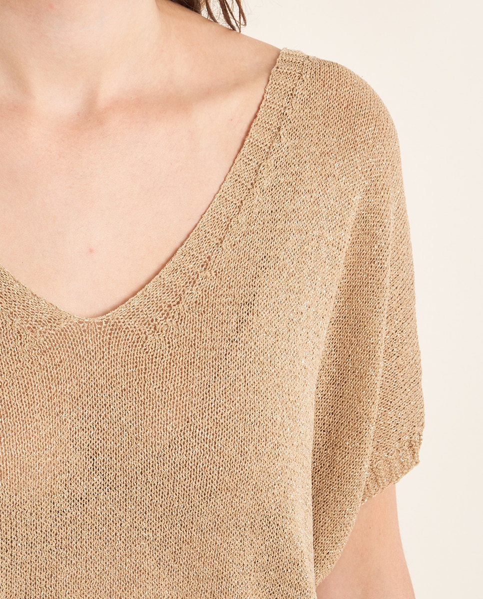 Jersey de mujer de manga murcielago detalle brillo - Molly Bracken - Beige Beige-5