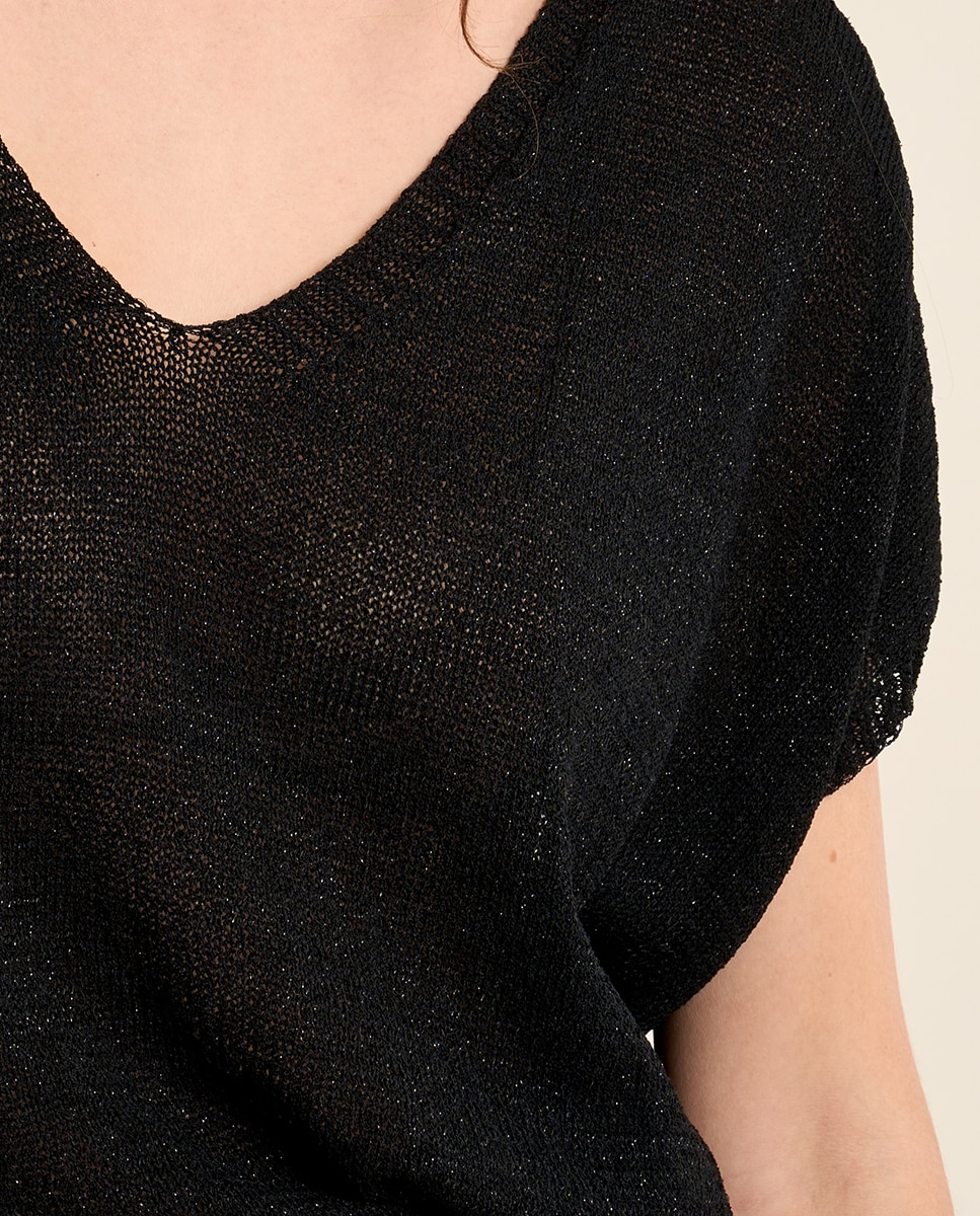 Jersey de mujer de manga murcielago detalle brillo - Molly Bracken - Negro brillante Negro brillante-5