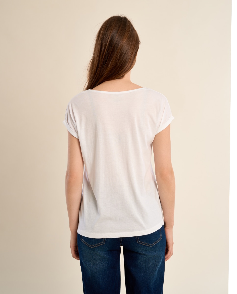 Camiseta de mujer de manga corta con estampado - Molly Bracken - Crudo Crudo-3