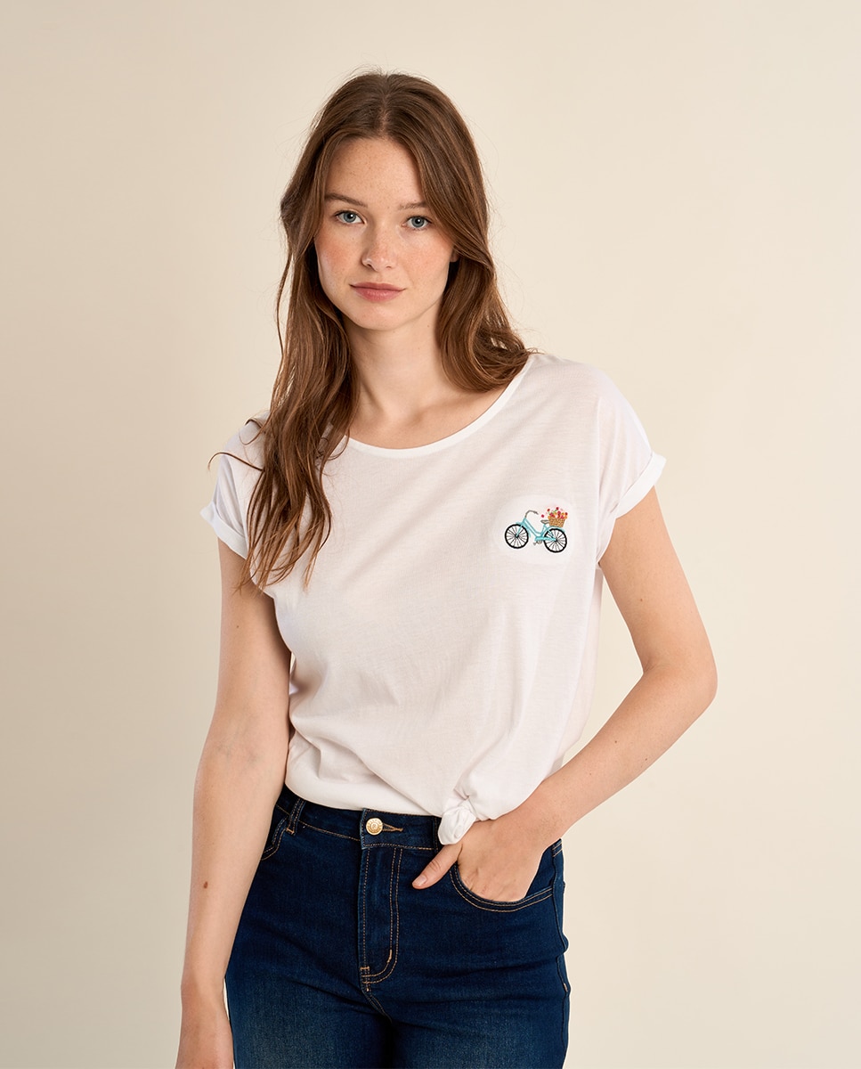Camiseta de mujer de manga corta con estampado - Molly Bracken - Crudo Crudo-4