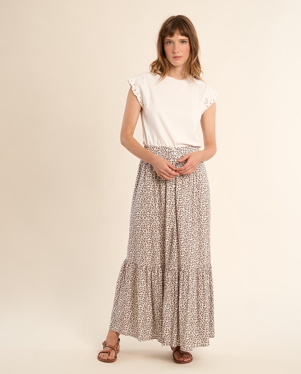 Molly Bracken - Falda larga con pliegues y estampado.