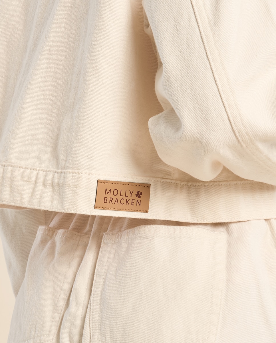 Cazadora vaquera de mujer corta detalle bolsillos - Molly Bracken - Blanco Blanco-5