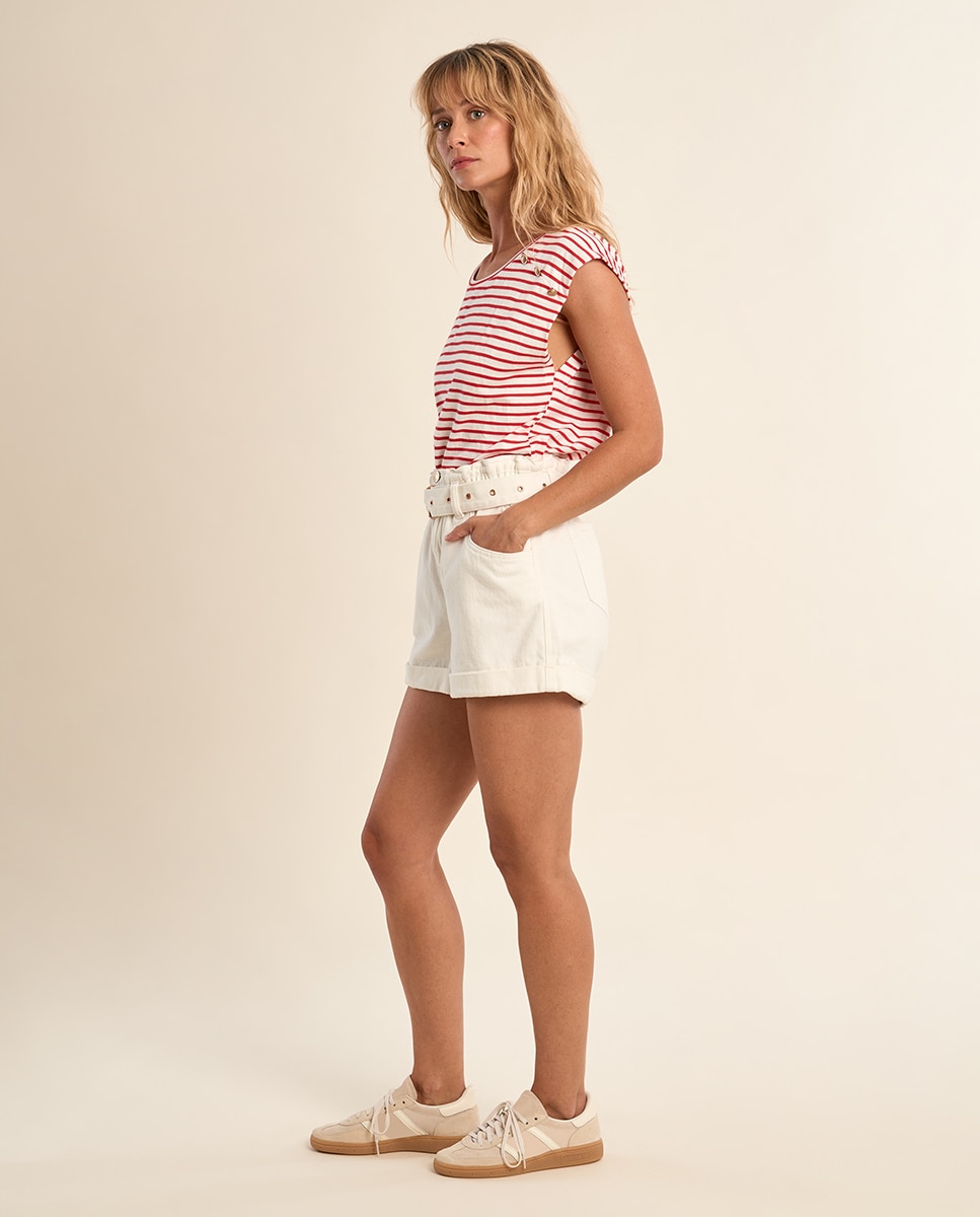 Molly Bracken - Short de mujer vaquero con cinturón.