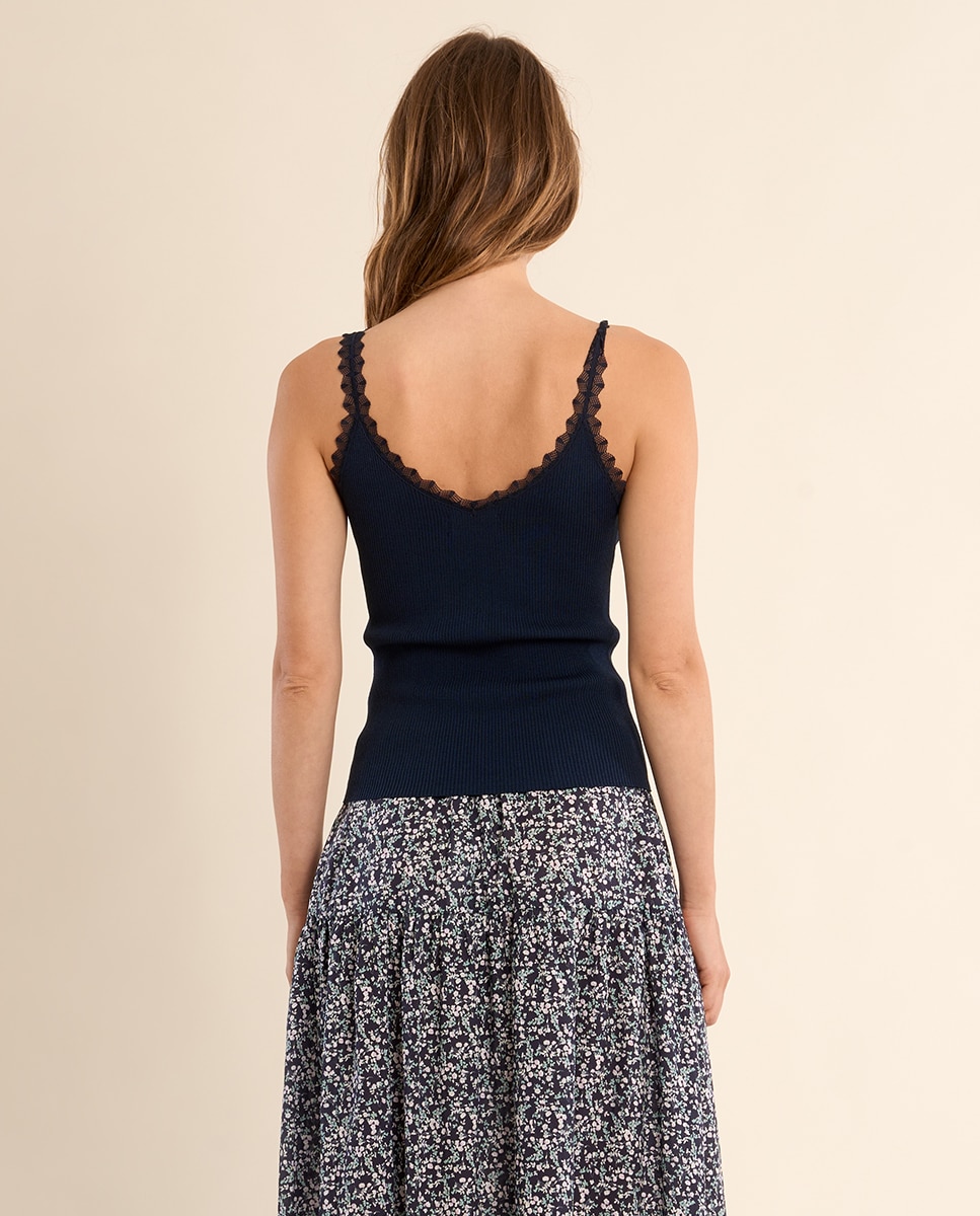 Top de mujer de tirantes detalle encaje - Molly Bracken - Azul marino Azul marino-3