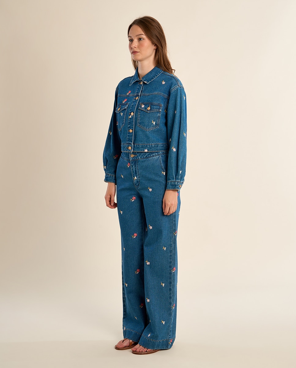 Cazadora vaquera de mujer corta detalle bolsillos - Molly Bracken - Azul Azul-1