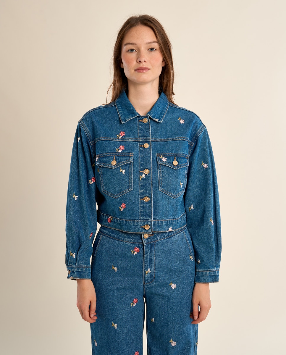 Cazadora vaquera de mujer corta detalle bolsillos - Molly Bracken - Azul Azul-2