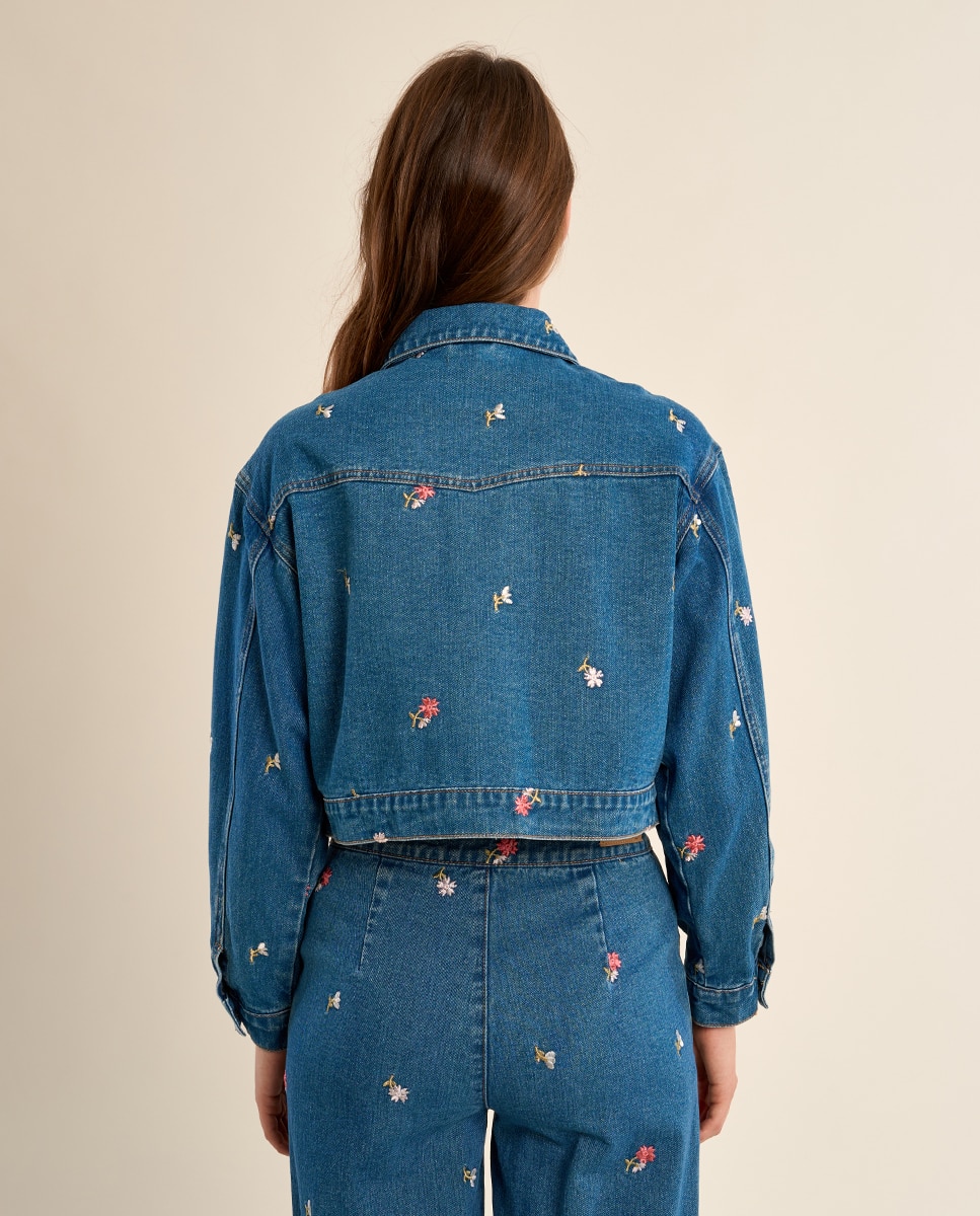 Cazadora vaquera de mujer corta detalle bolsillos - Molly Bracken - Azul Azul-3
