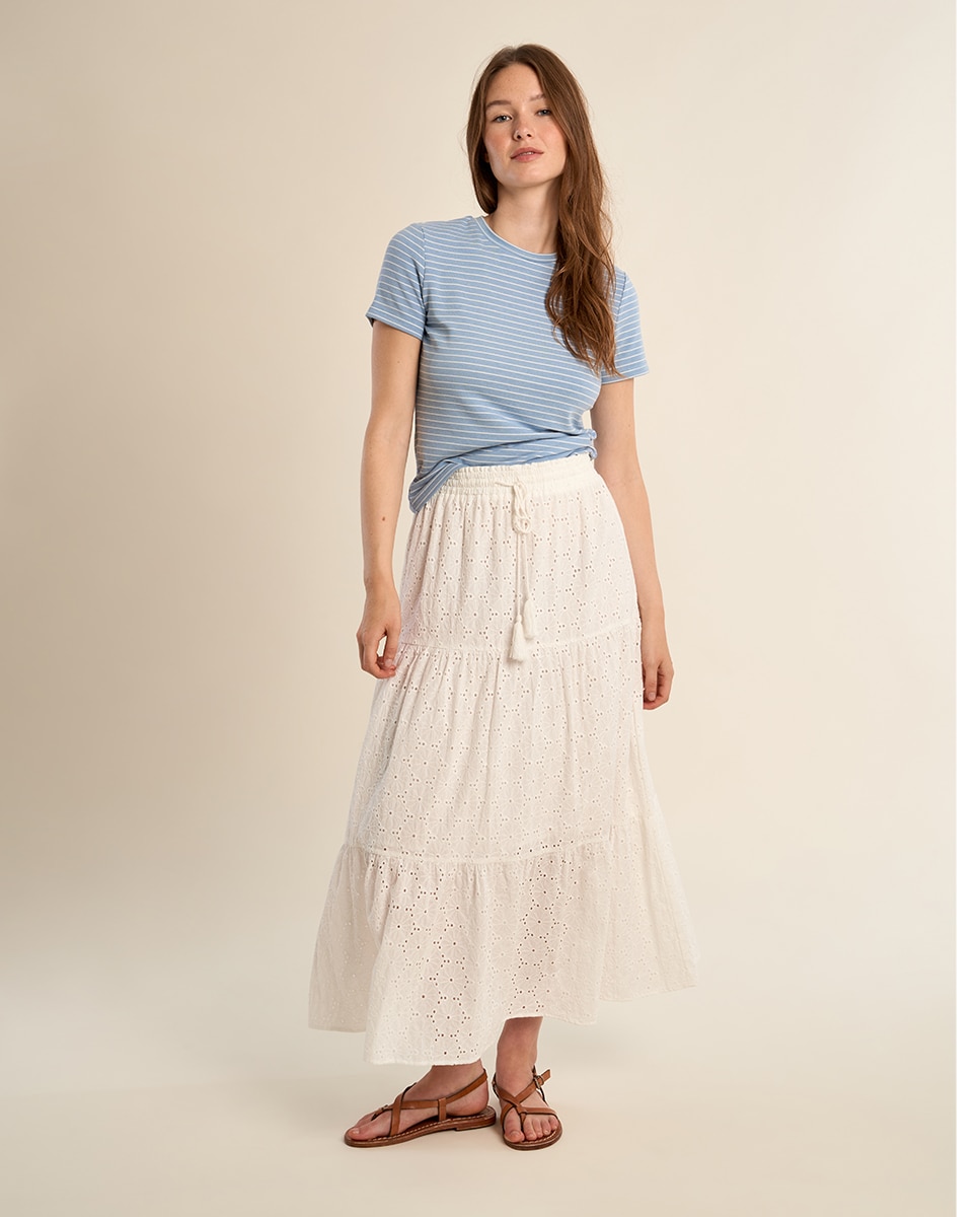 Molly Bracken - Falda larga con volantes en tejido bordado.