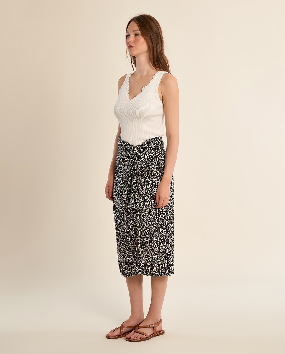 Molly Bracken - Falda larga con estampado y lazada.
