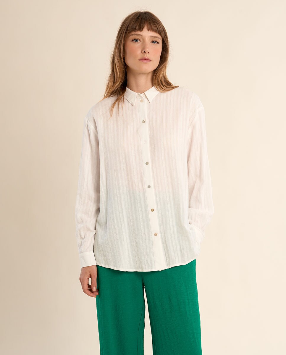 Camisa de mujer de manga larga motivo rayas - Molly Bracken - Crudo Crudo-2