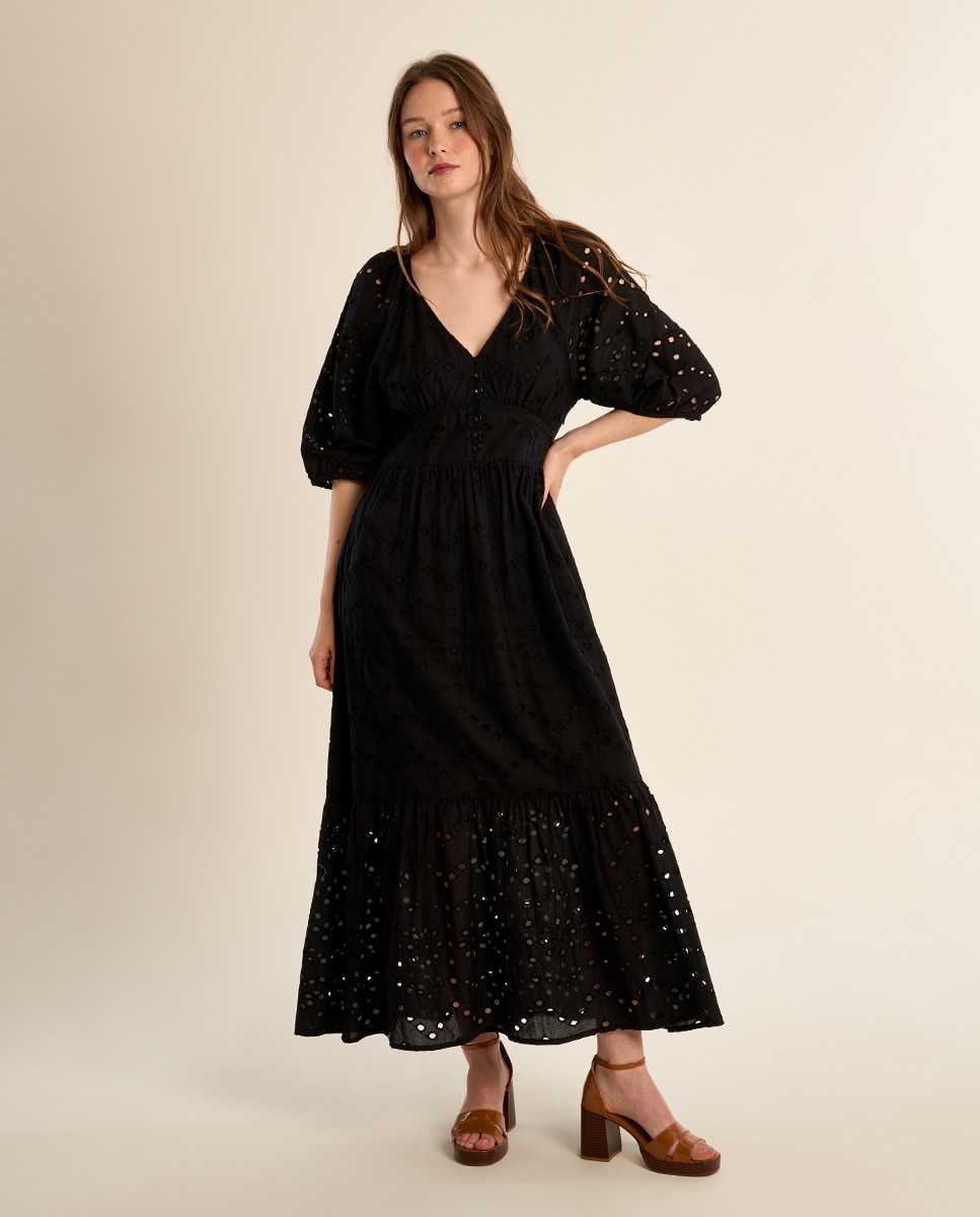 Molly Bracken - Vestido largo de manga corta con volantes.