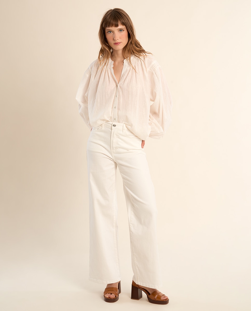 Molly Bracken - Camisa de mujer de manga larga abullonada.