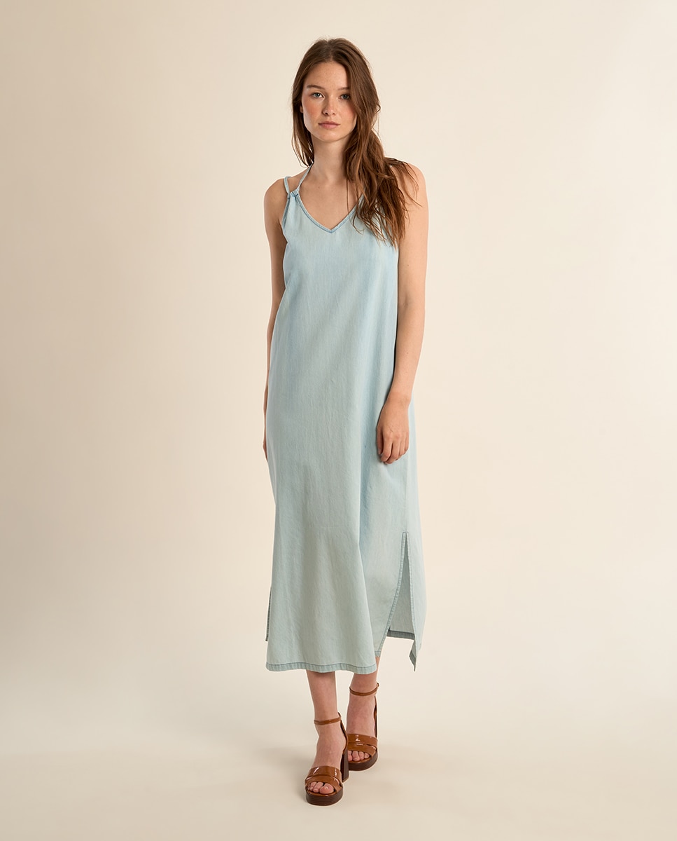 Molly Bracken - Vestido largo de doble tirante abertura en la espalda.
