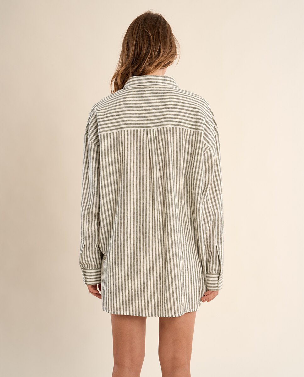 Camisa de mujer de manga larga estampado y flores - Molly Bracken - Kaki Kaki-3