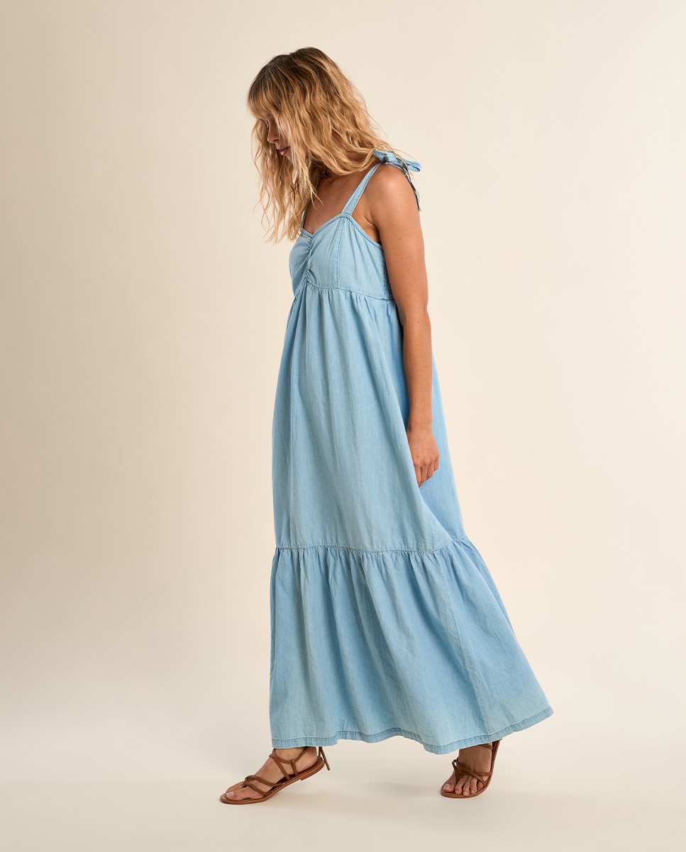 Molly Bracken - Vestido largo de tirantes con volantes.