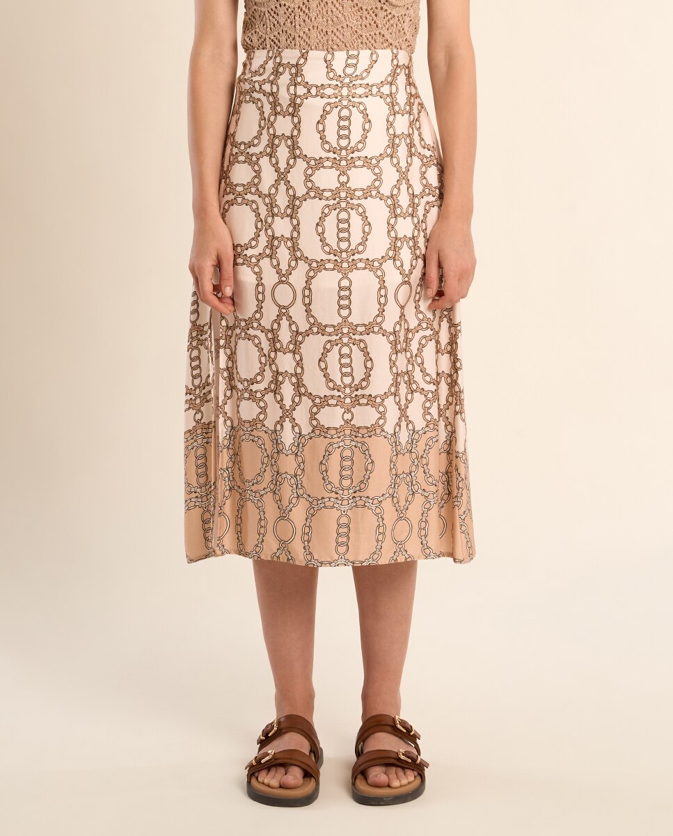 Falda midi satinada con estampado - Molly Bracken - Nude Nude-2