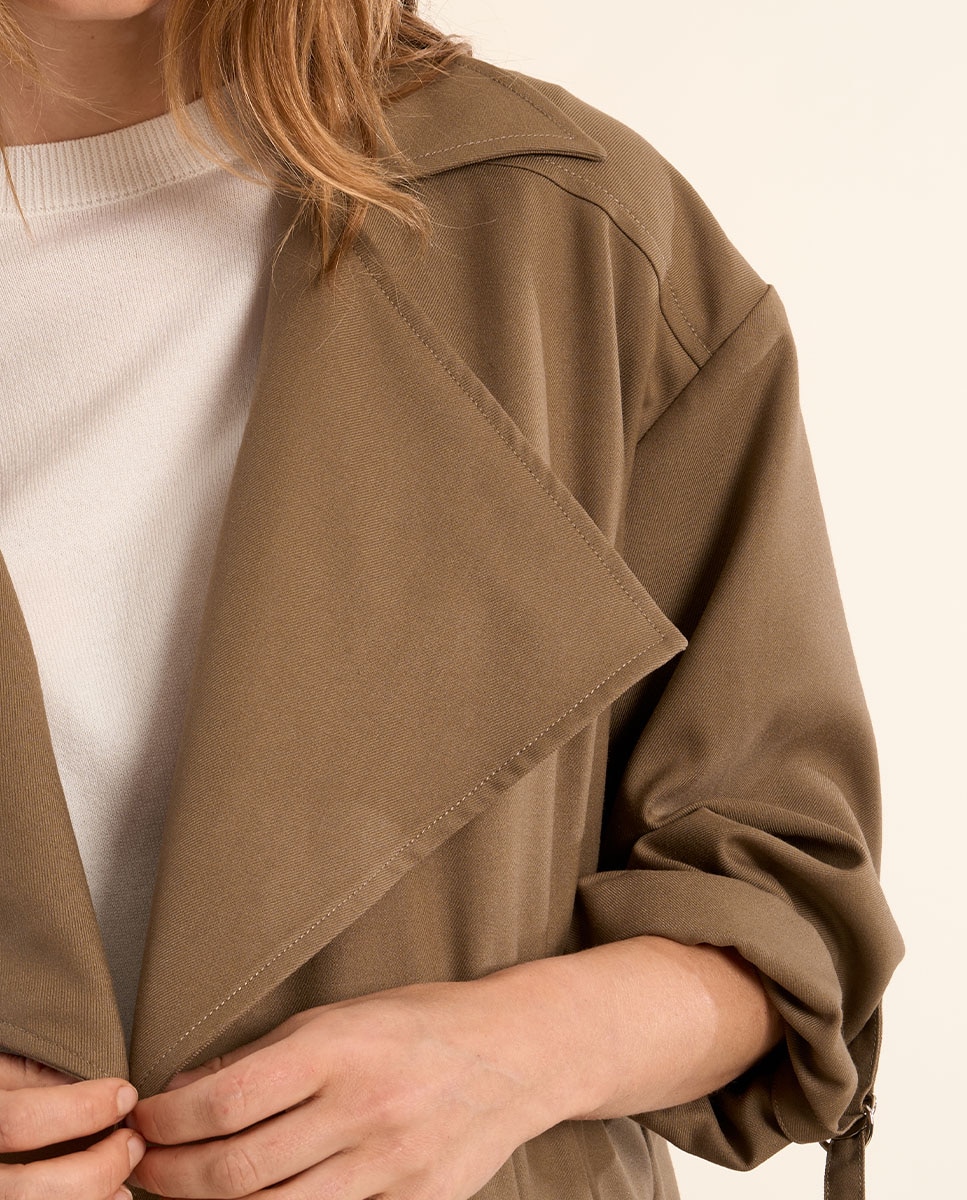 Chaqueta de mujer de manga larga cuello y solapa Kaki Molly Bracken Kaki-5