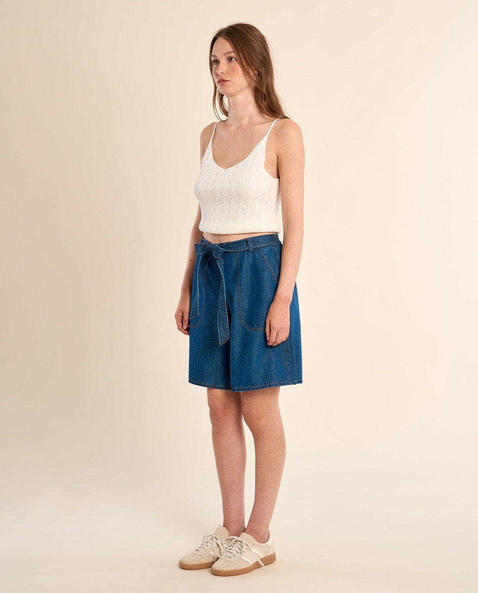 Molly Bracken - Short de mujer vaquero con lazada.
