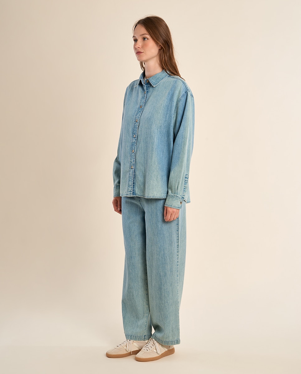 Molly Bracken - Camisa de mujer vaquera detalle abalorios.