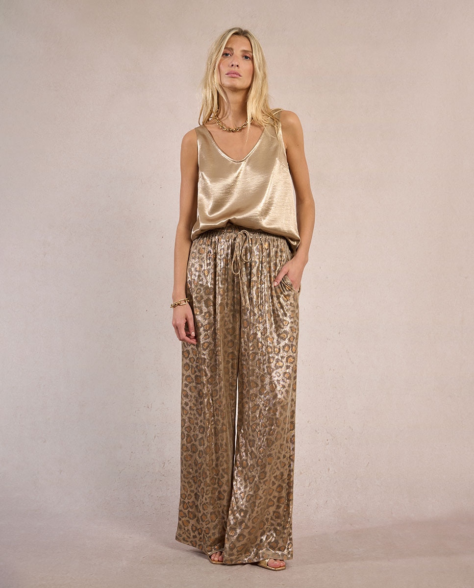Molly Bracken - Pantalón ancho de mujer largo estampado animal.