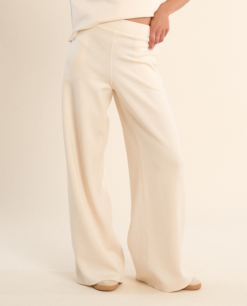 Pantalón de mujer de chándal, perneras anchas - Molly Bracken - Crudo Crudo-1