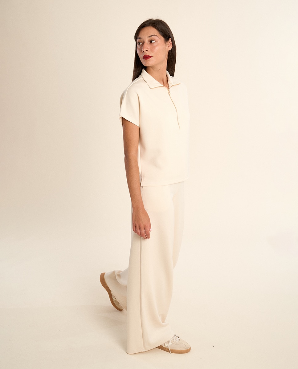 Pantalón de mujer de chándal, perneras anchas - Molly Bracken - Crudo Crudo-2