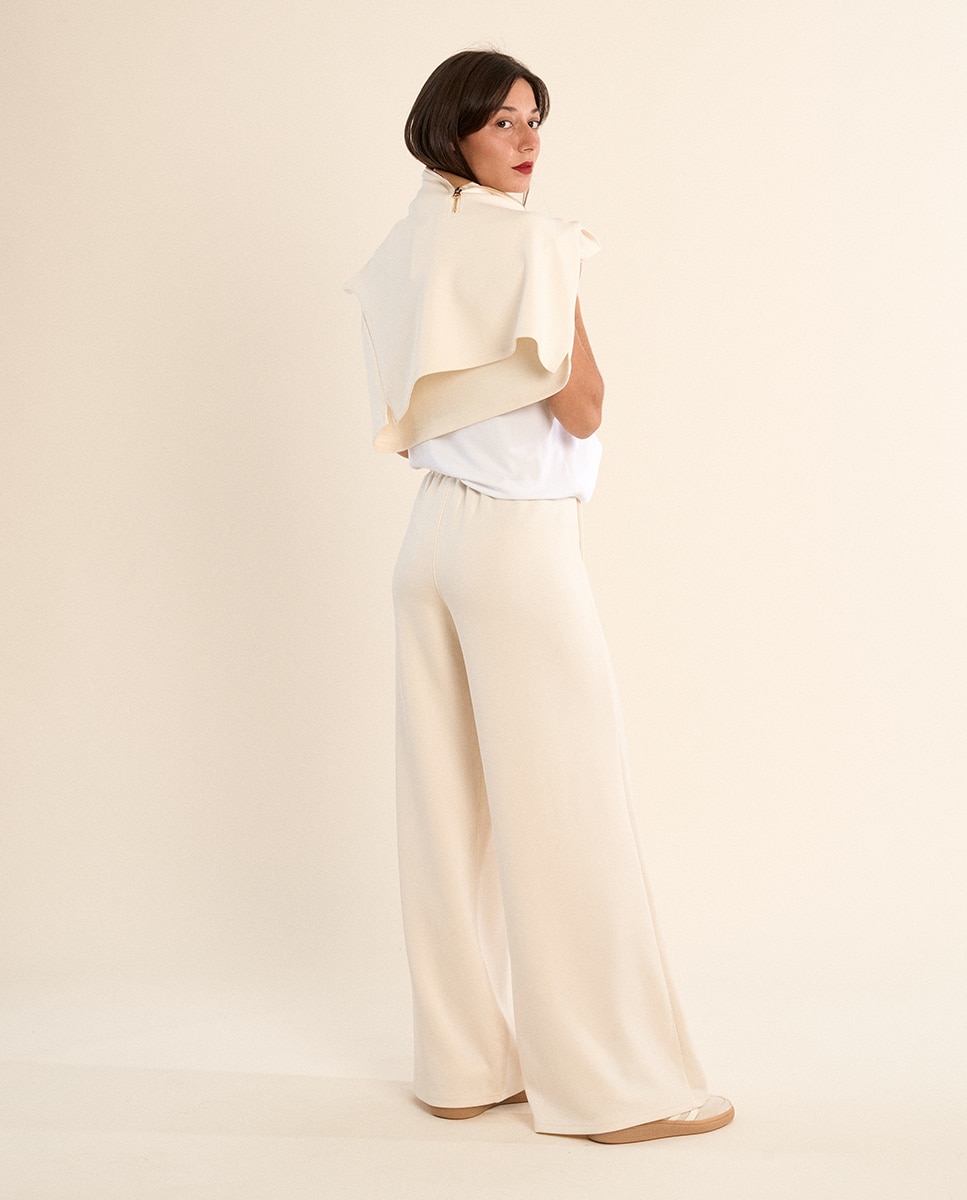 Pantalón de mujer de chándal, perneras anchas - Molly Bracken - Crudo Crudo-4