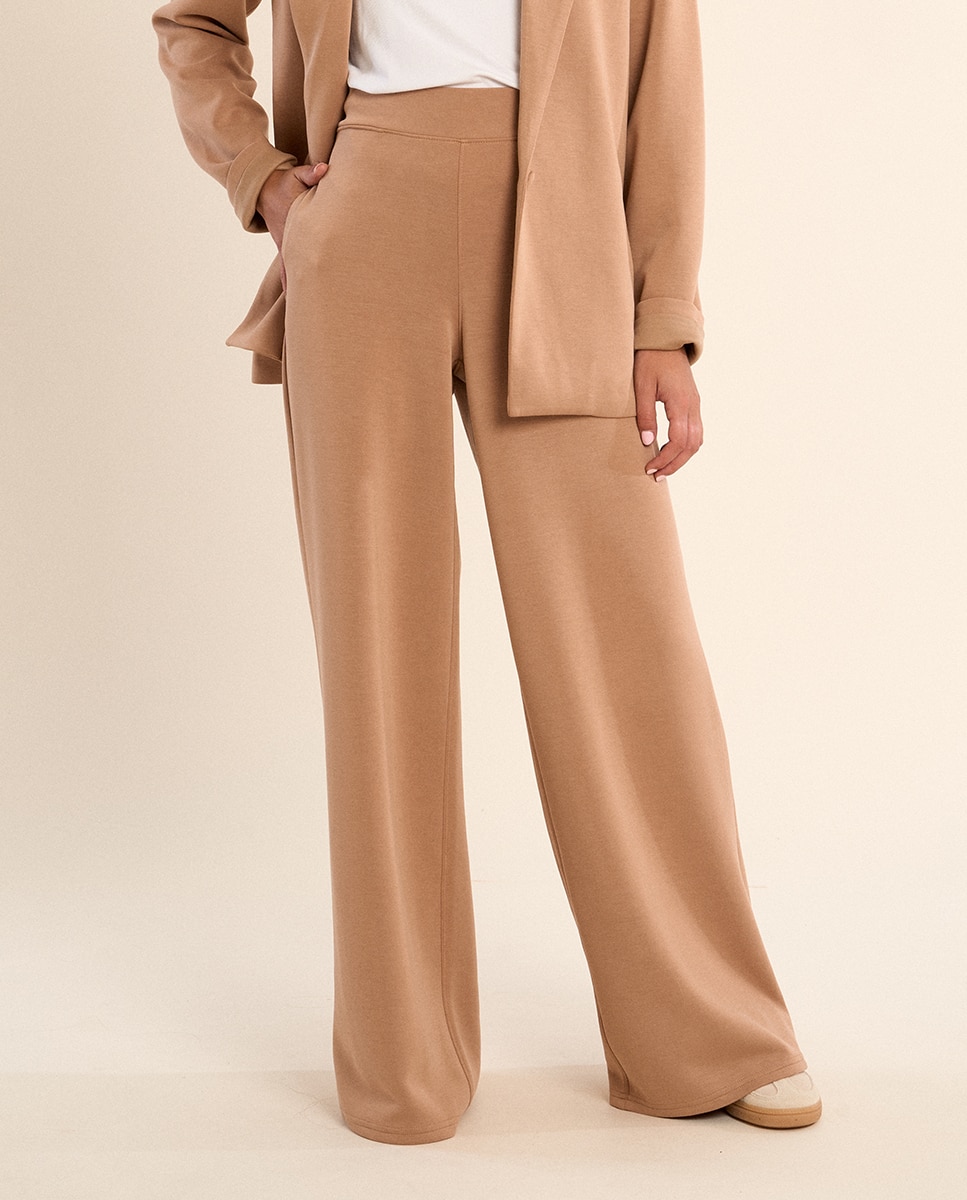 Pantalón de mujer de chándal, perneras anchas - Molly Bracken - Camel Camel-1