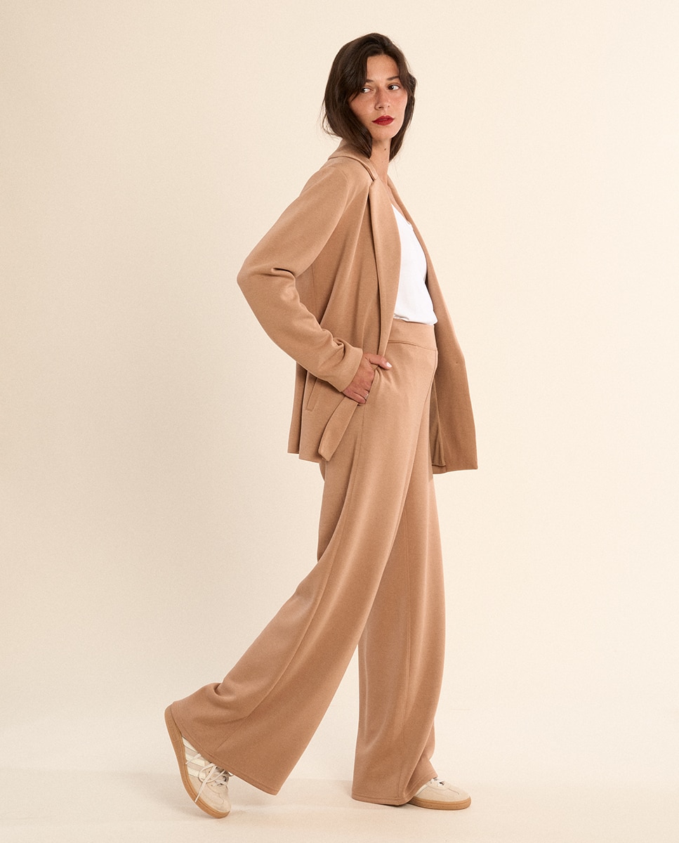 Pantalón de mujer de chándal, perneras anchas - Molly Bracken - Camel Camel-2
