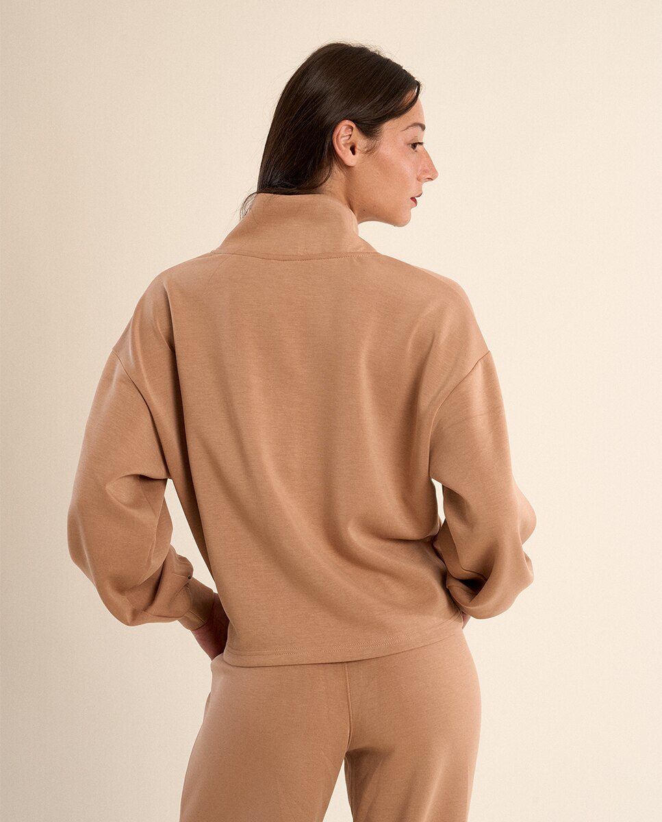 Sudadera de mujer de manga larga, cuello en v - Molly Bracken - Camel Camel-3